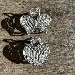 1/$13 2/$15: Silver & Rhinestone Metal Heart and Bow Hair Clips